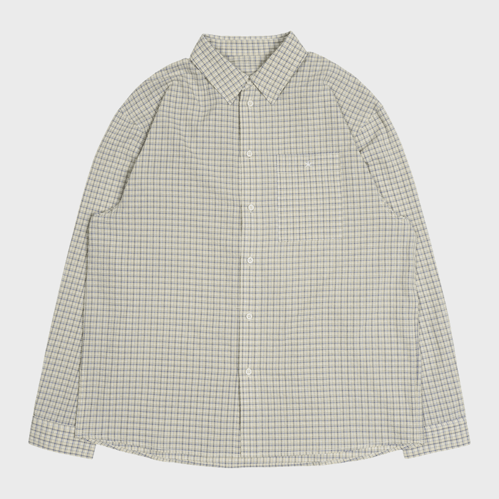 TCM mini logo check shirts (beige)