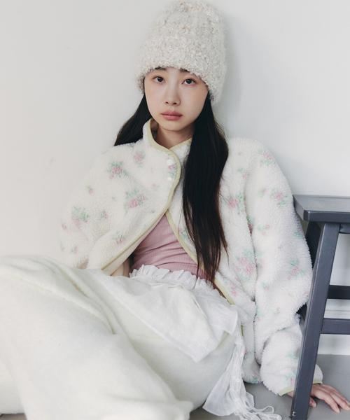FLOWER REVERSIBLE FLEECE JACKET_IVORY