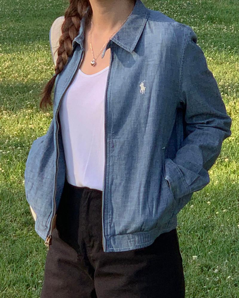 폴로랄프로렌 여성 포니로고 샴브레이 집업 자켓