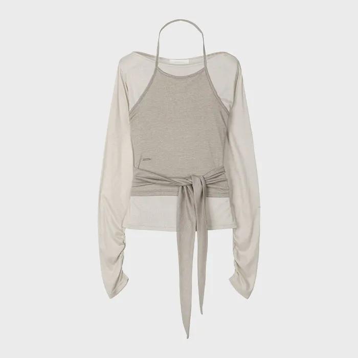 W.(SET)Tie Detail Layered Set Top [OATMEAL]_SEWTS025OATMEAL
