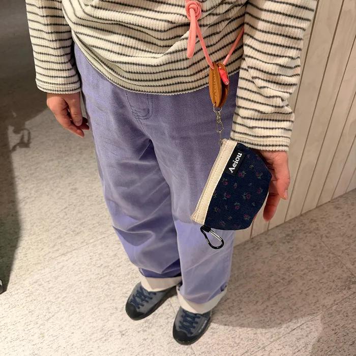 Aeiou Keyring Pouch (S) Rose and Indigo Corduroy
