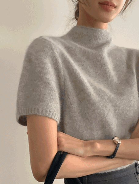 베니토 [라쿤30%/모든원사가프리미엄/4컬러] 로츠 프리미엄 라쿤 반팔 니트 (겨울/가을/간절기/신상/데일리/데일리룩/출근룩/데이트룩/라쿤/터틀넥)