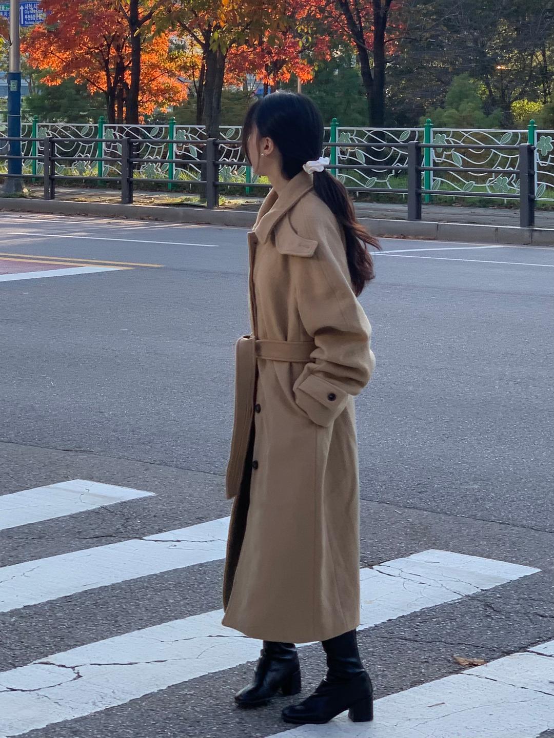 르아느 [키작녀🧚🏻‍♂️/투웨이] 루이 코트 울 싱글 발마칸 오버핏 하이넥 코트