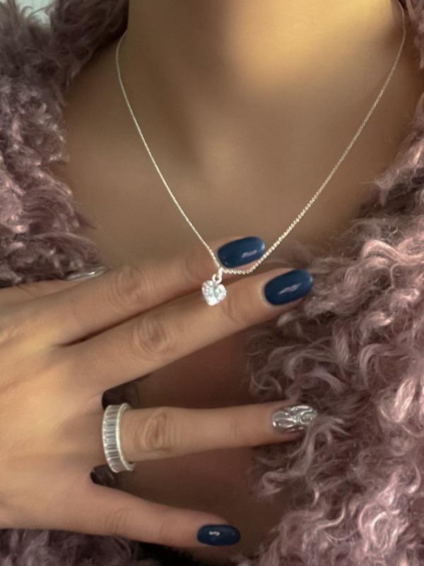 (92.5 silver) heart cubic necklace