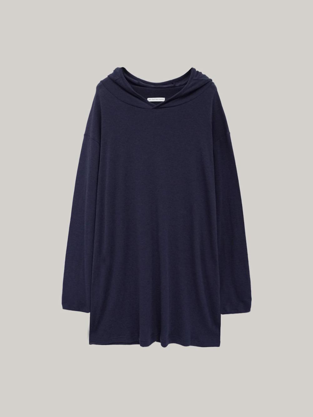 Loose Long Hood T-shirt (shadow blue)