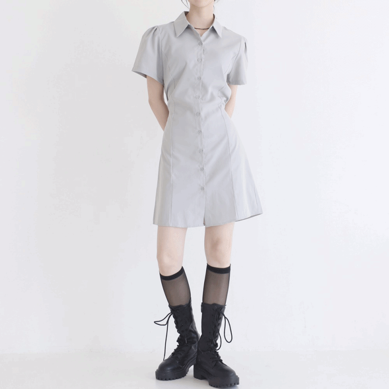 로즈닌 카라 셔츠 원피스