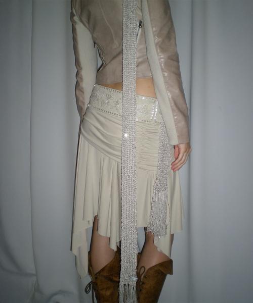 Beaded Jersey Skirt Raw