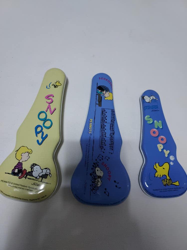 [고전문구] 캐릭터 스누피 키치 기타모양 틴케이스 필통 개당