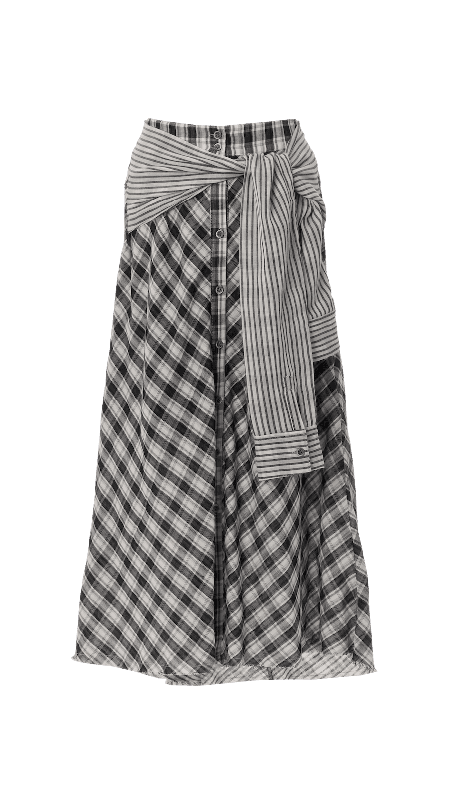 Check X Stripe shirt skirt_black