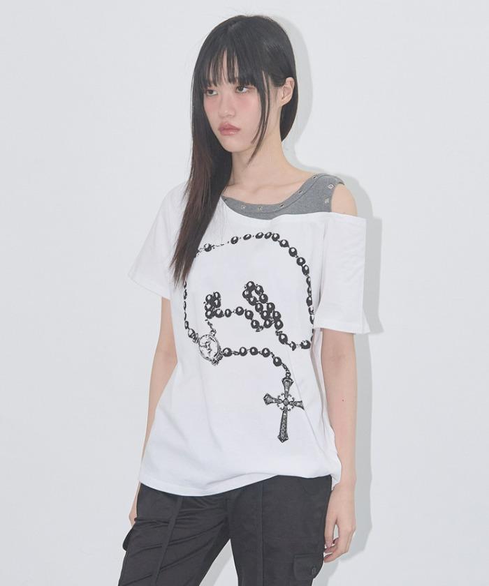 ROSARY NOIRER TEE (WHITE) F25QB111