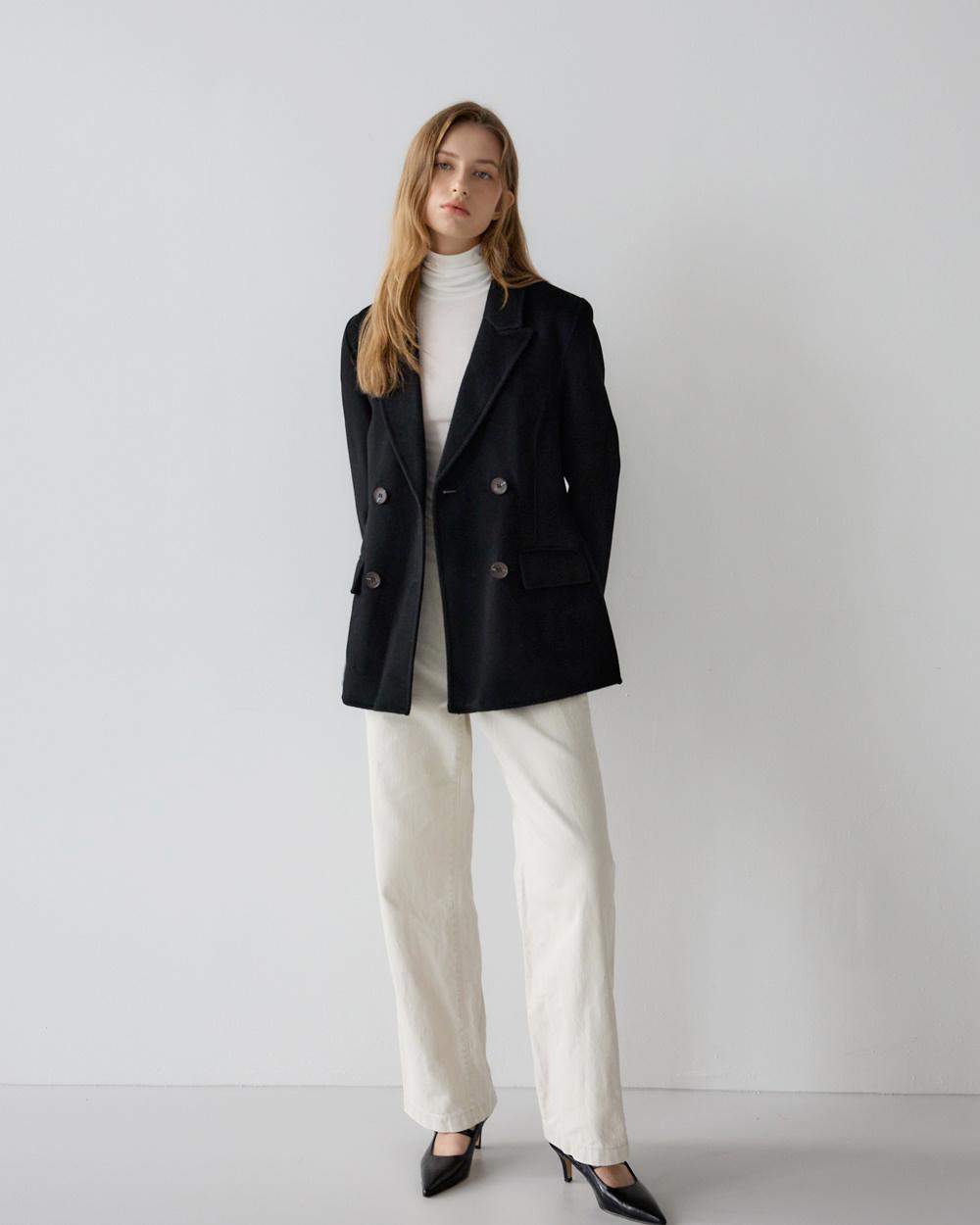 베이직 하프 코트 - 블랙