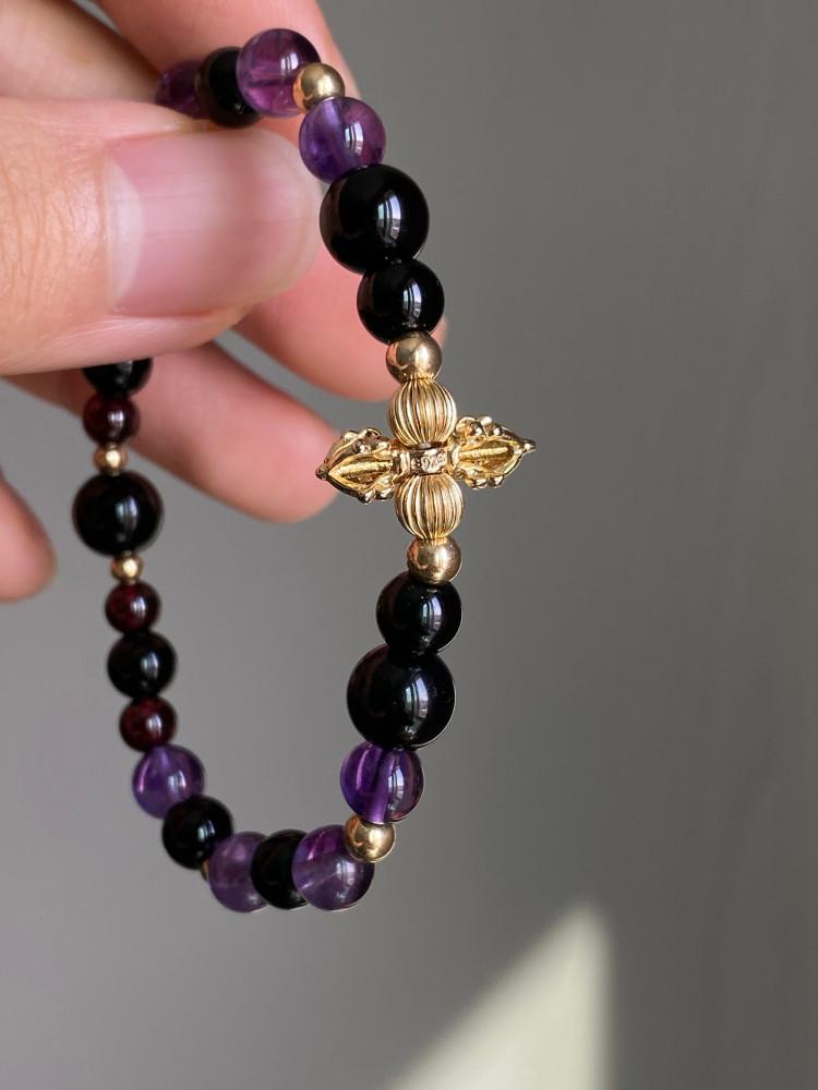 흑광뢰화 黑光雷花 ⚡️🖤✨금강저 원석 팔찌 애뮬렛