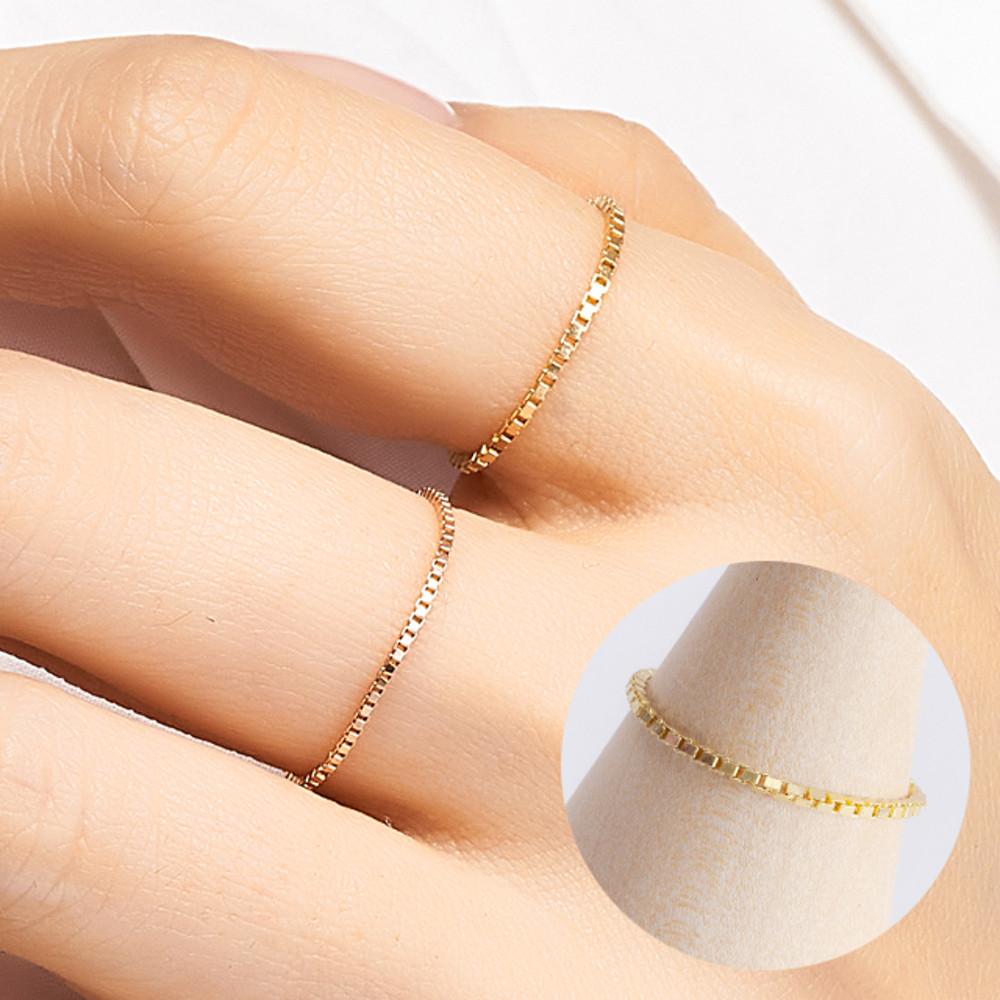 14k 18k 박스 체인 금 반지