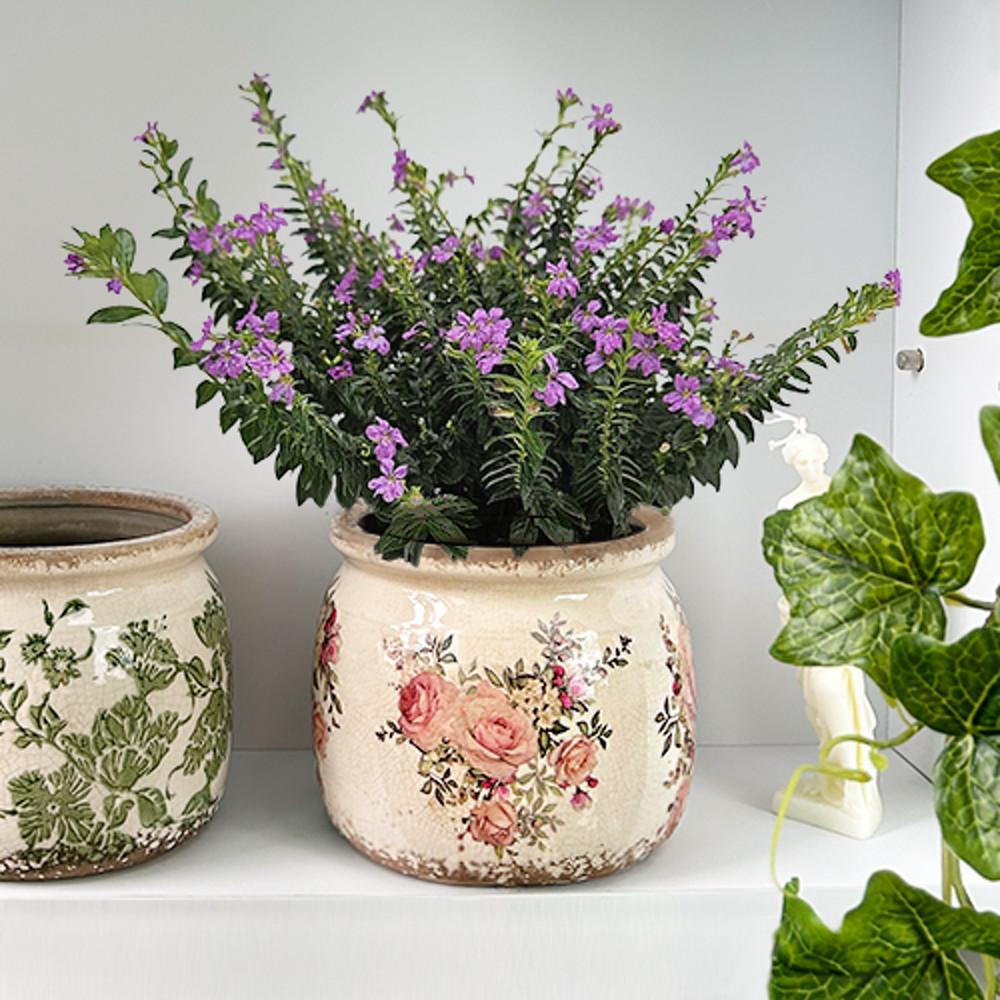 일일미학 앤틱 토분 빈티지 화분 항아리 유약분 허니팟 핑크로즈