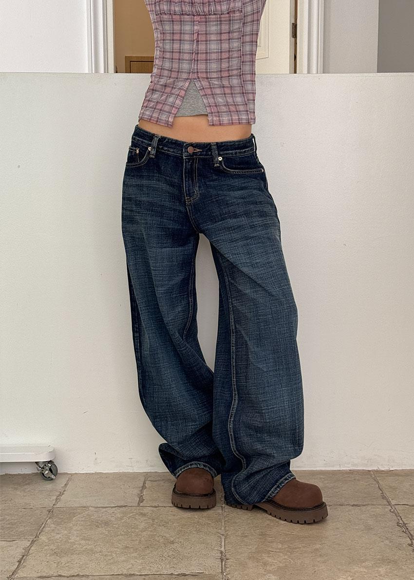 INDIGO LOW DENIM PANTS (S-L)