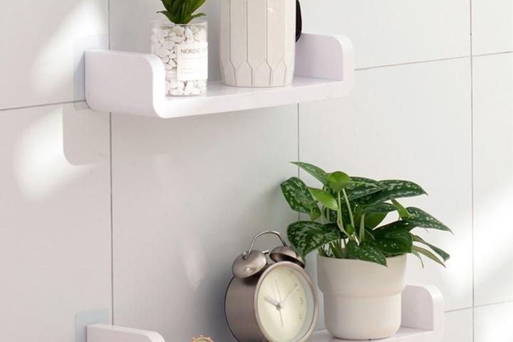 화이트 부착식 무지주 벽걸이선반 3size