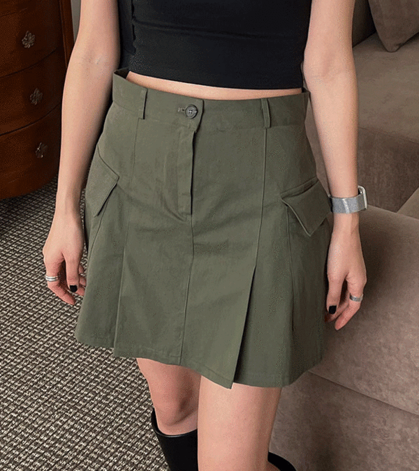 로우 카고 포켓 미니 스커트 2color