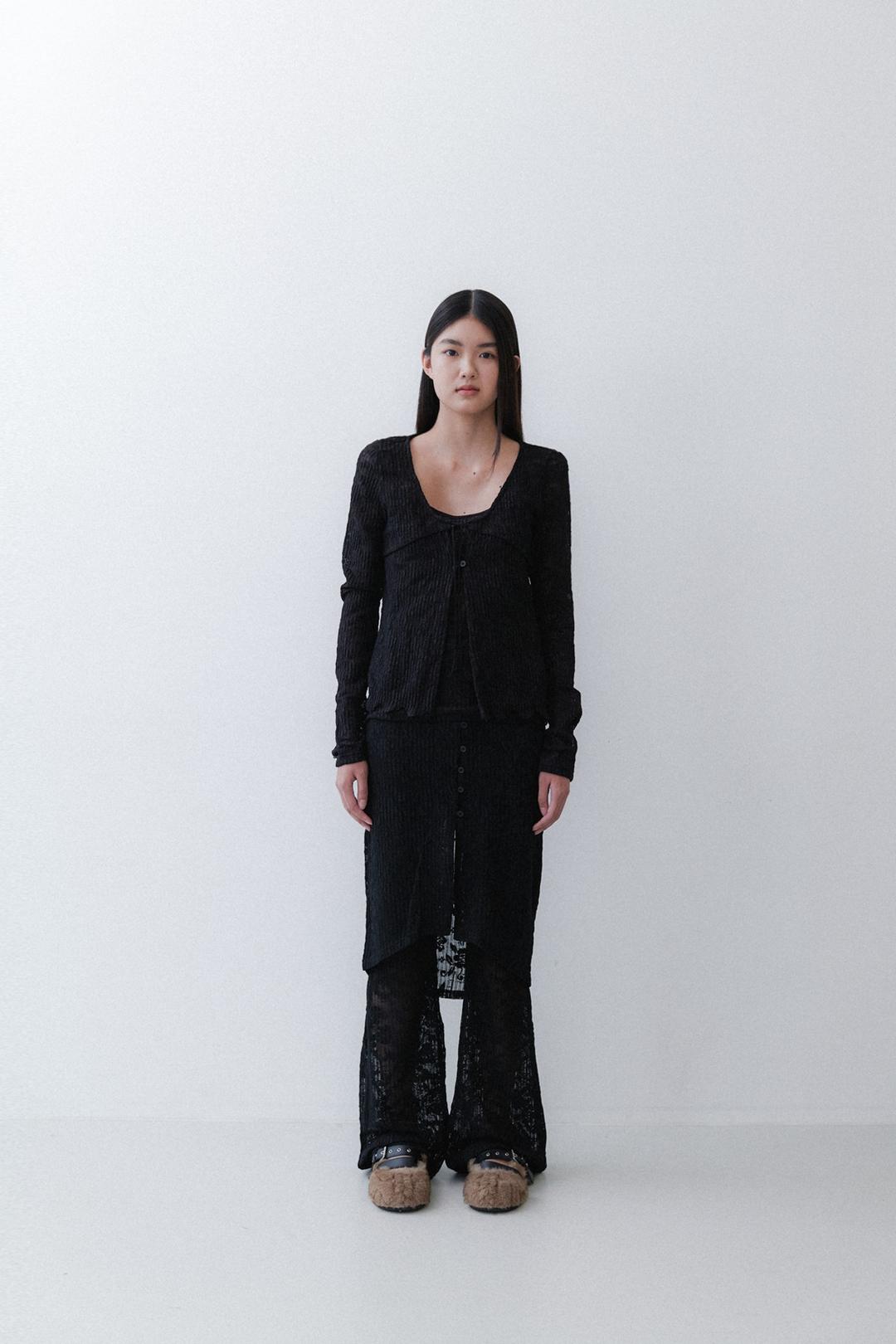 FLOWER JERSEY SKIRT - BLACK