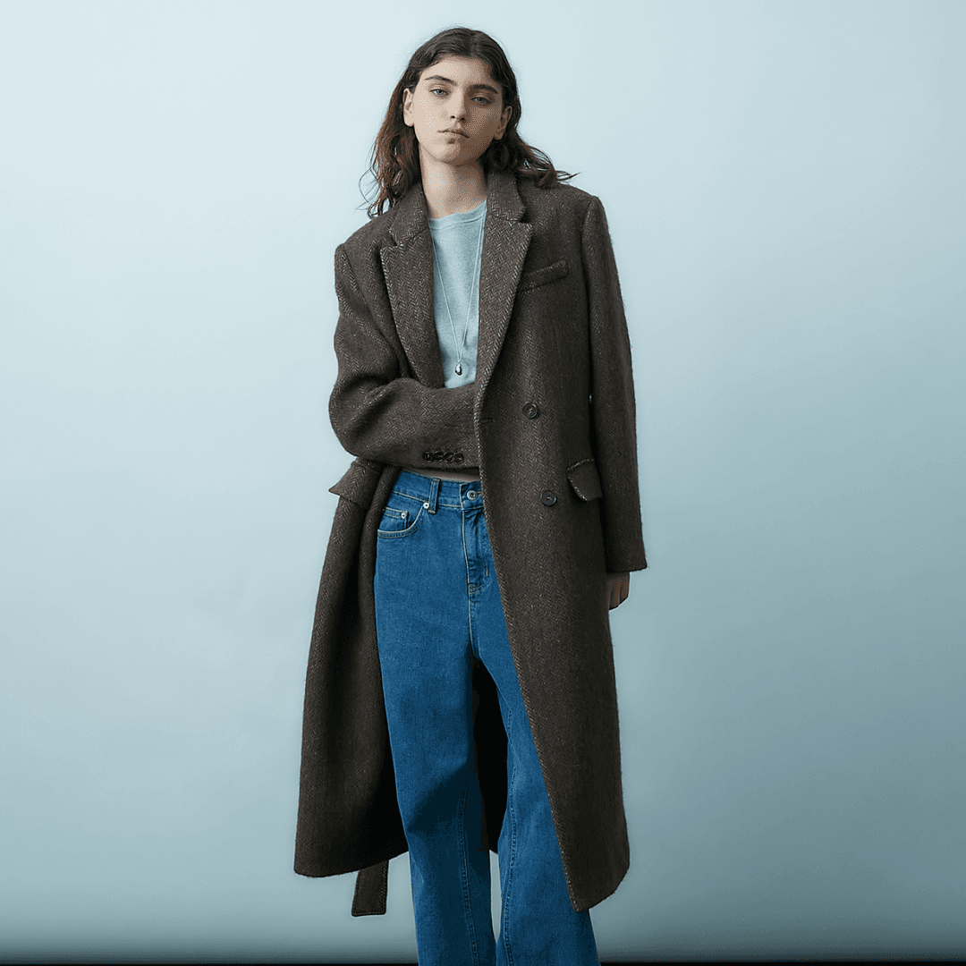 Alpaca Wool Double Coat - Dark Brown