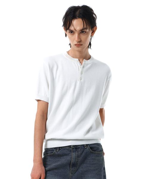 Henleyneck Cotton Knit IVORY