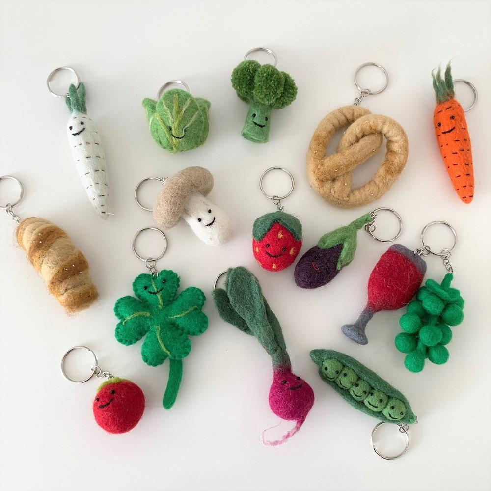 채소 양모 펠트 핸드메이드 키링 열쇠고리