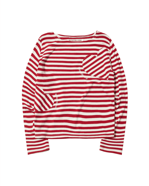 HEART STRIPE LONG T-SHIRT (WINE)