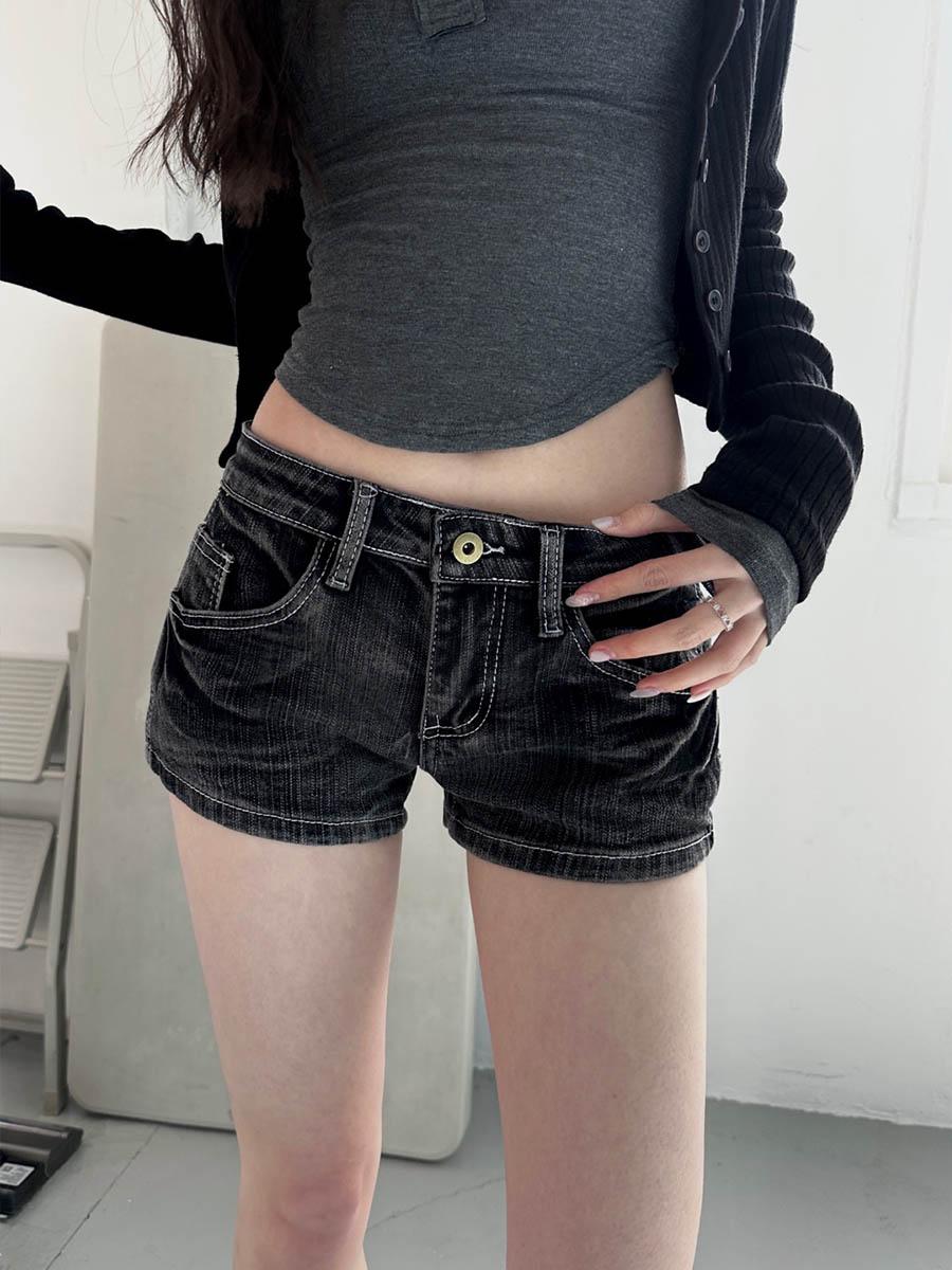 Crack glam denim shorts