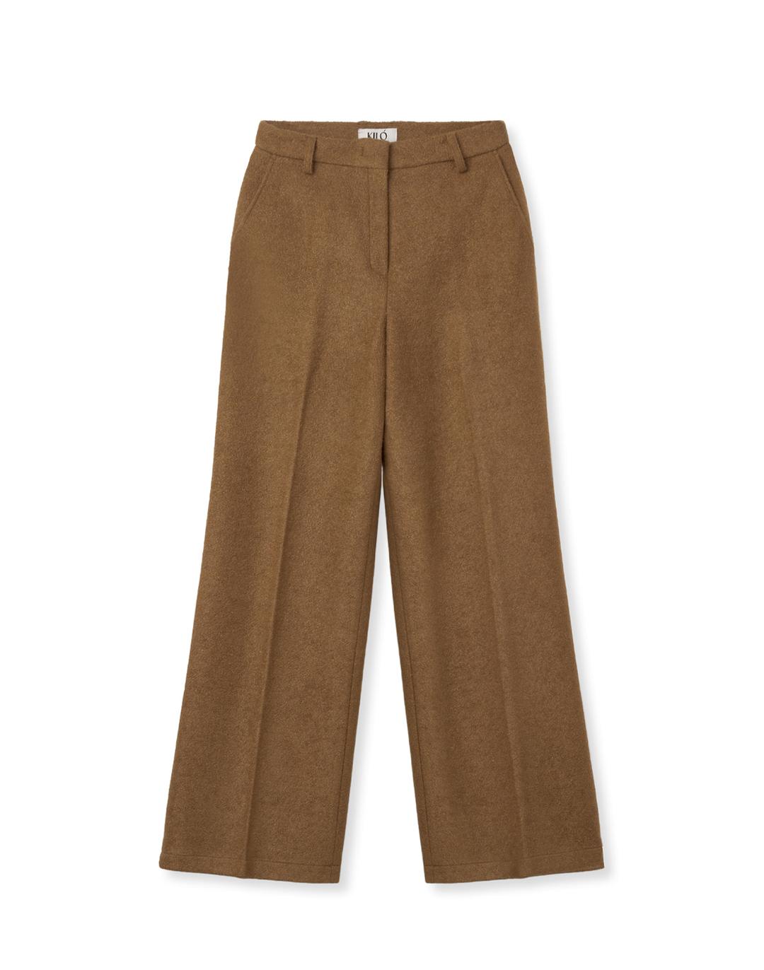 WIDE BOUCLE WOOL PANTS (CAMEL)