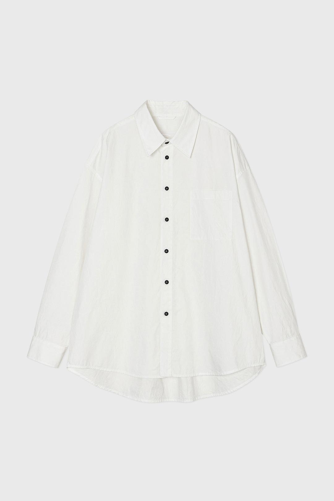 OVERSIZED FOLD SHIRT, (BLACK BUTTON)