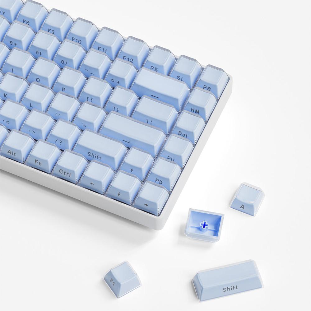 크리스탈 블루 측각 투명 키캡 OEM PC 이중사출 기계식 키보드