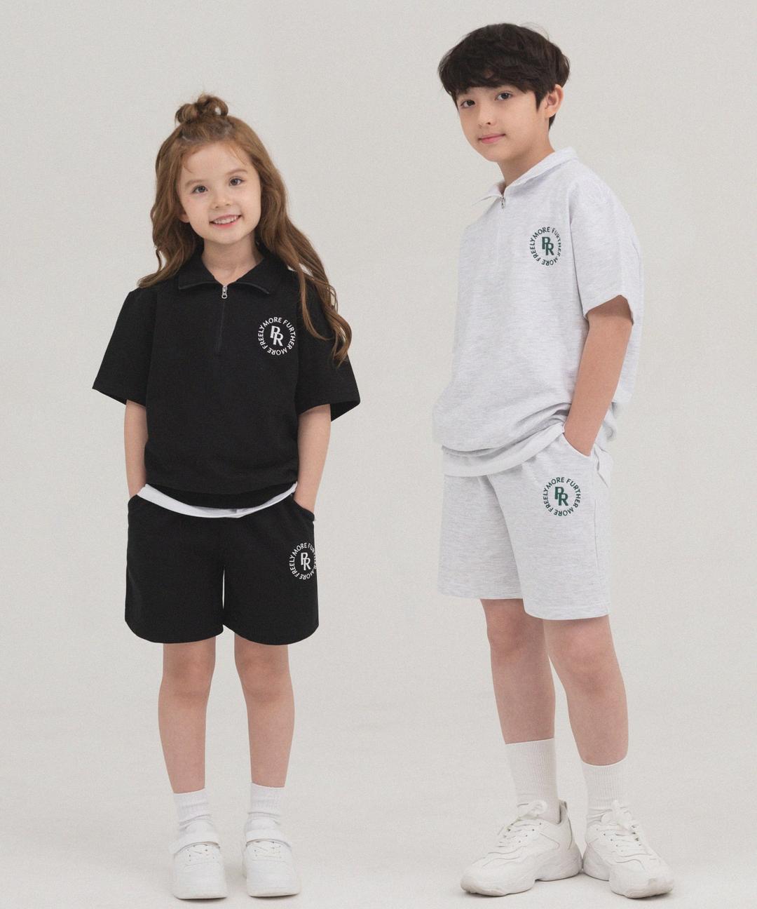 kids_서클 로고 반집업 반팔&쇼츠 셋업 (5color)