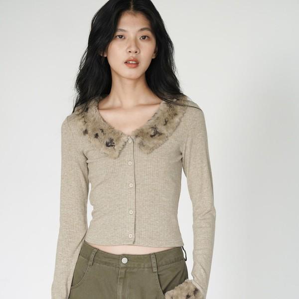 Oatmeal Fur Slim T-Shirt