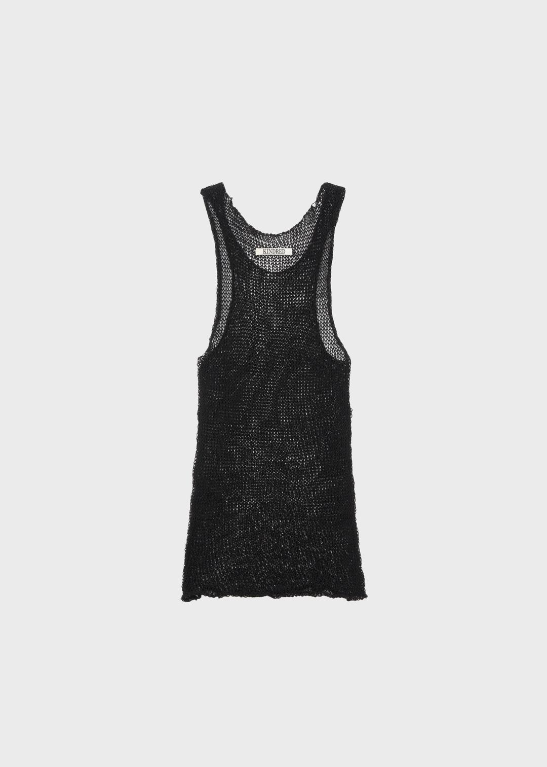 Cotton Knitted Tank in black