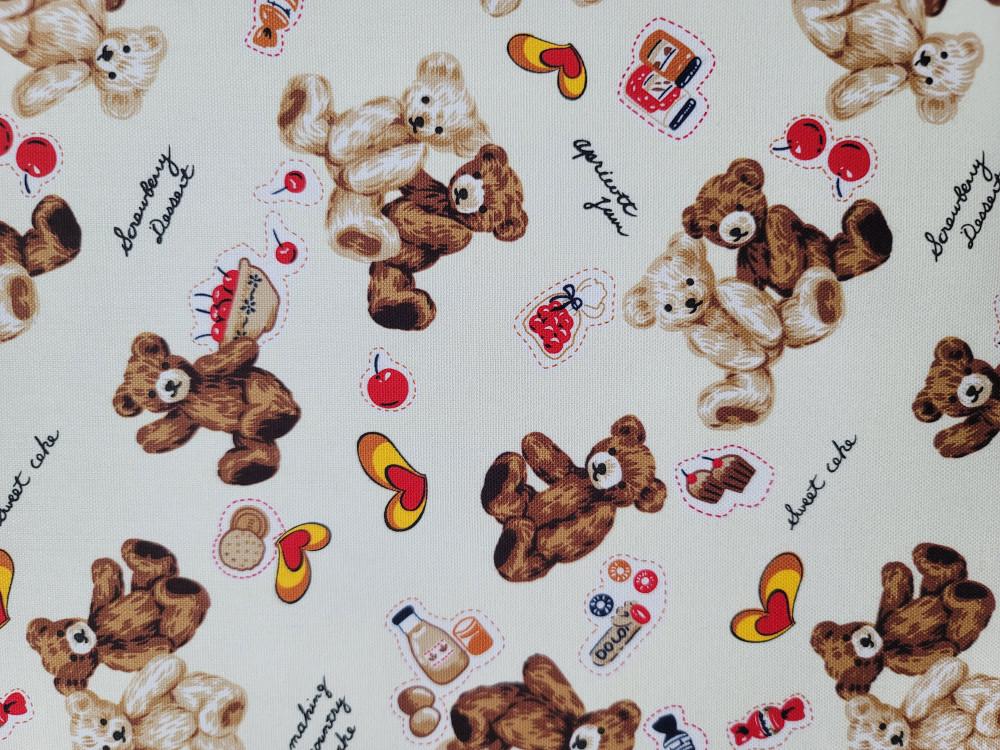 곰돌이원단 면 옥스포드 소폭-캔디곰(아이보리)