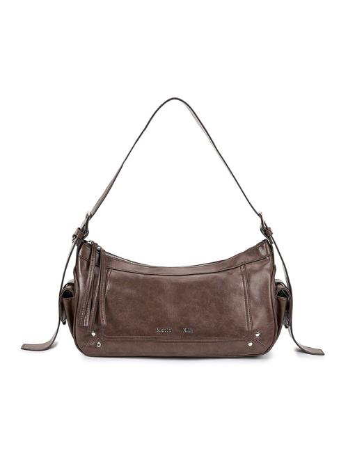 RIVET POINT QUAD SHOULDER BAG IN BROWN