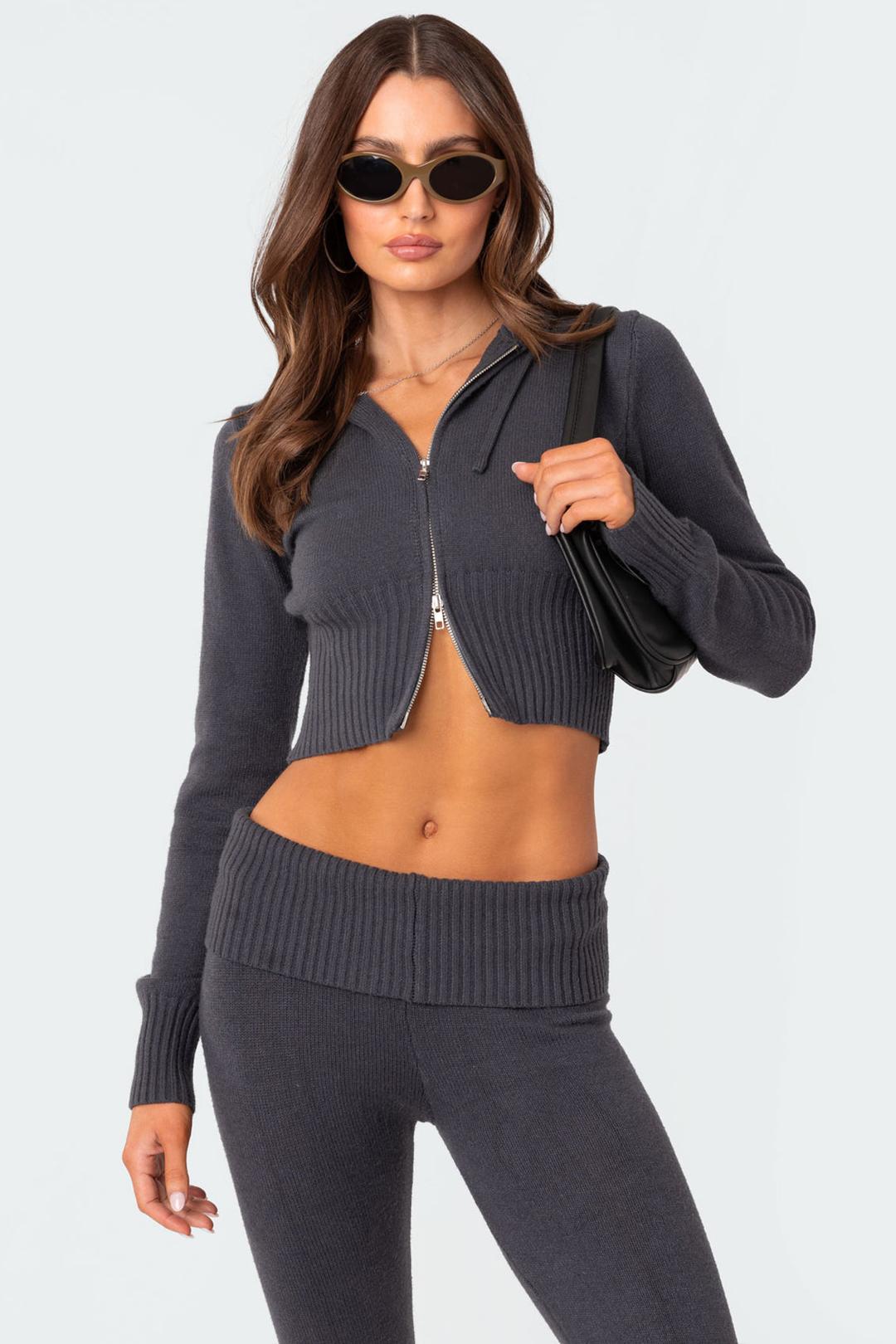 Desiree Knitted Hooded Cardigan - DARK BLUE / XS