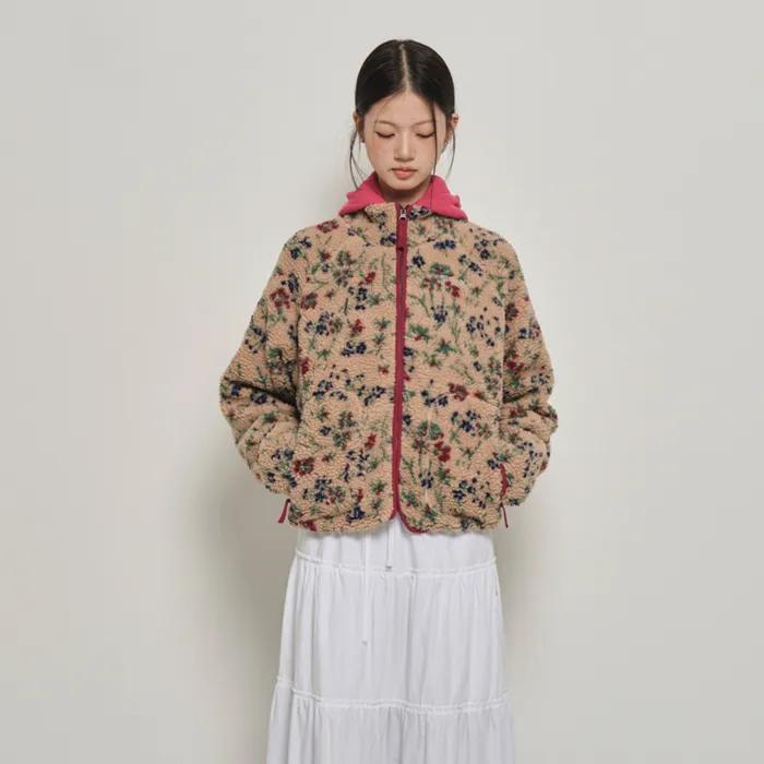 HOMEBODY FLEECE PATTERN JACKET (BEIGE)