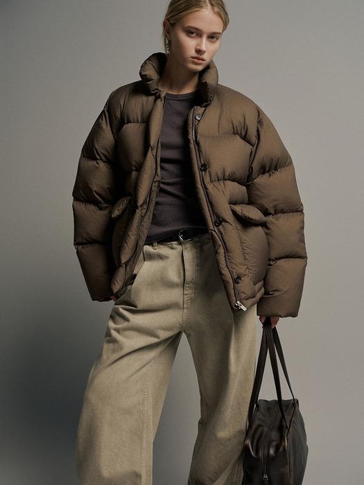 구스 다운 버튼 푸퍼_brown