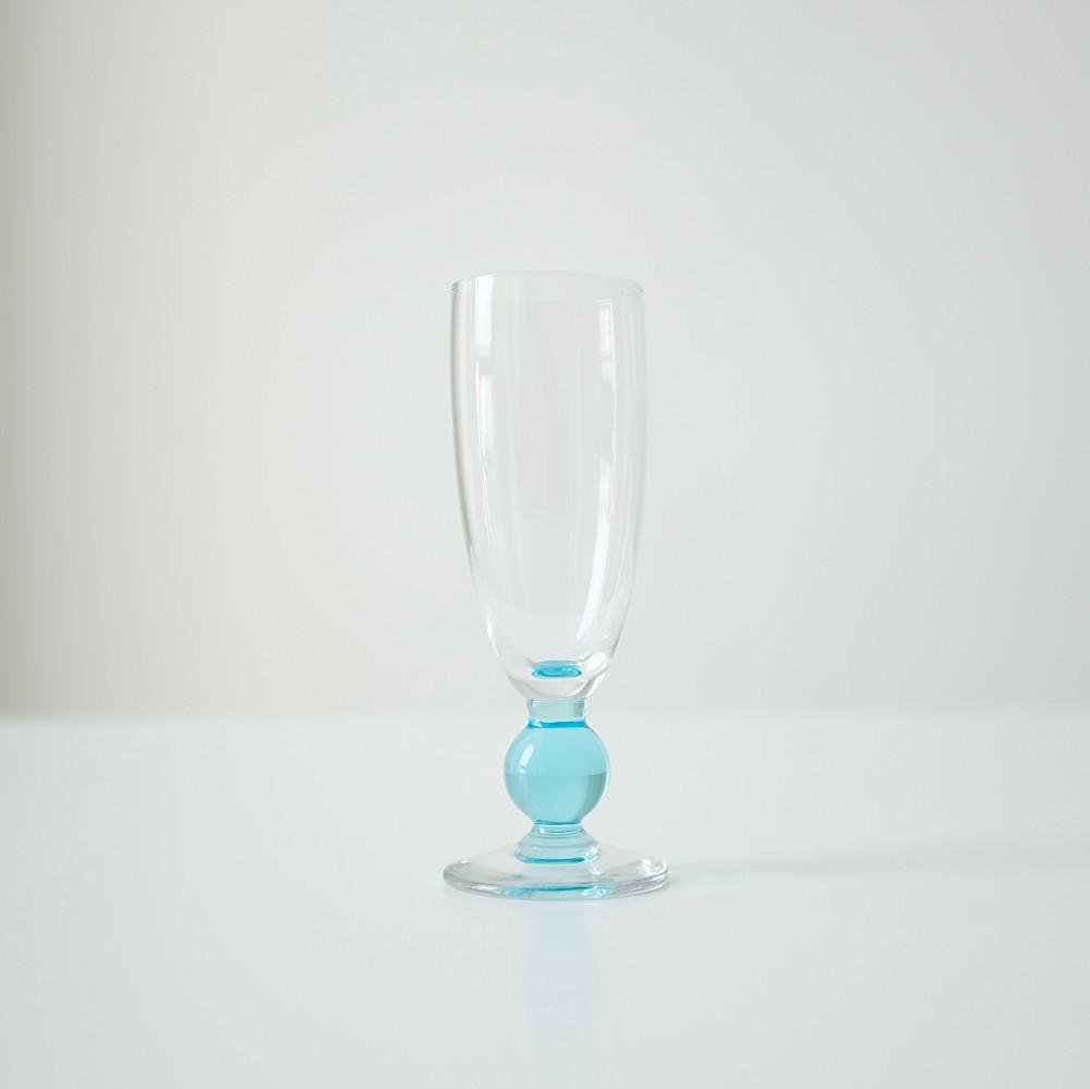 [vintage] Turquoise blue ball champagne glass 터콰이즈 블루 볼 샴페인 글라스