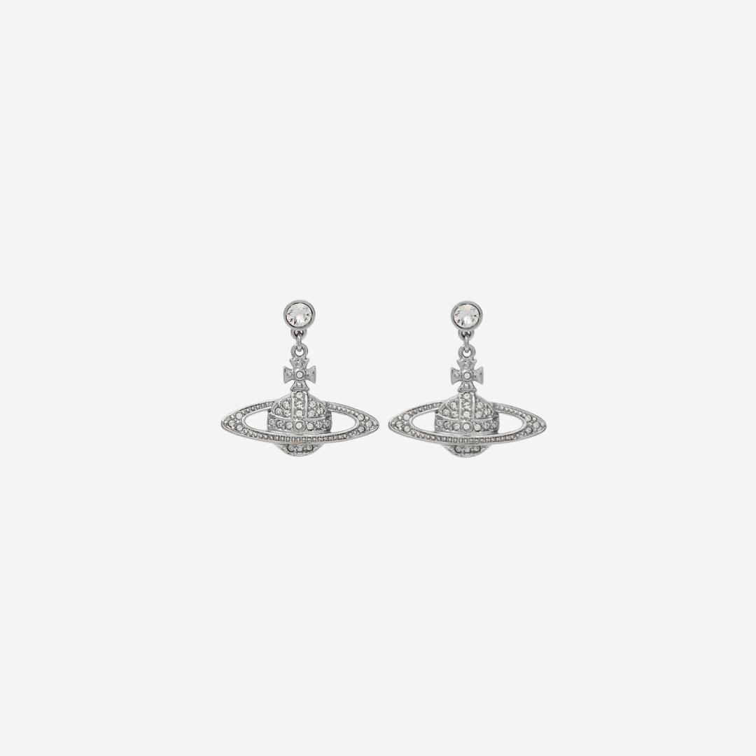 (W) Vivienne Westwood Mini Bas Relief Drop Earrings Silver