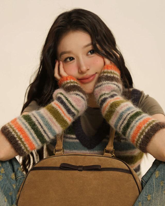 MOROMORO2 컬러 스트라이프 니트 핸드워머 (멀티)