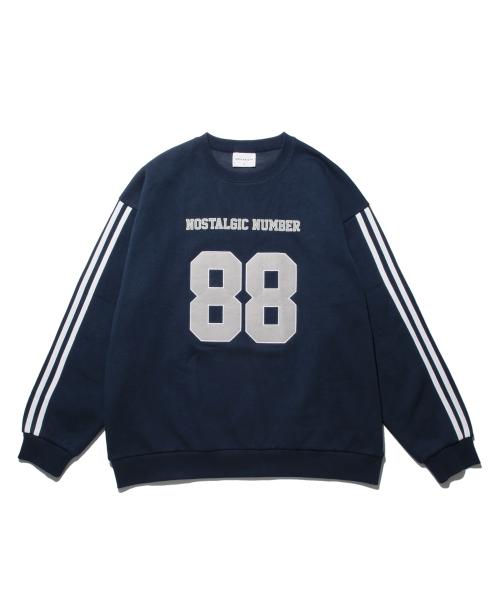 디폴트벨류(DEFAULT VALUE)  [기모] 88 Appliquer Sweat Shirt Navy - 사이즈 & 후기 | 무신사