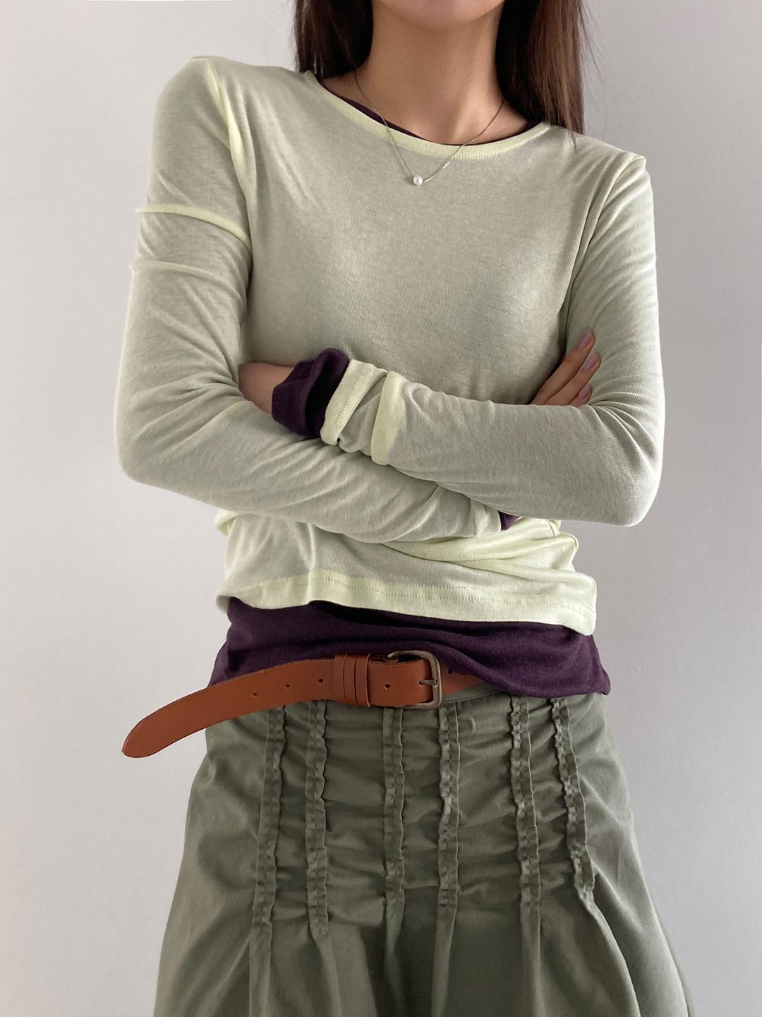 번 텐셀 레이어드 티셔츠 (4color)