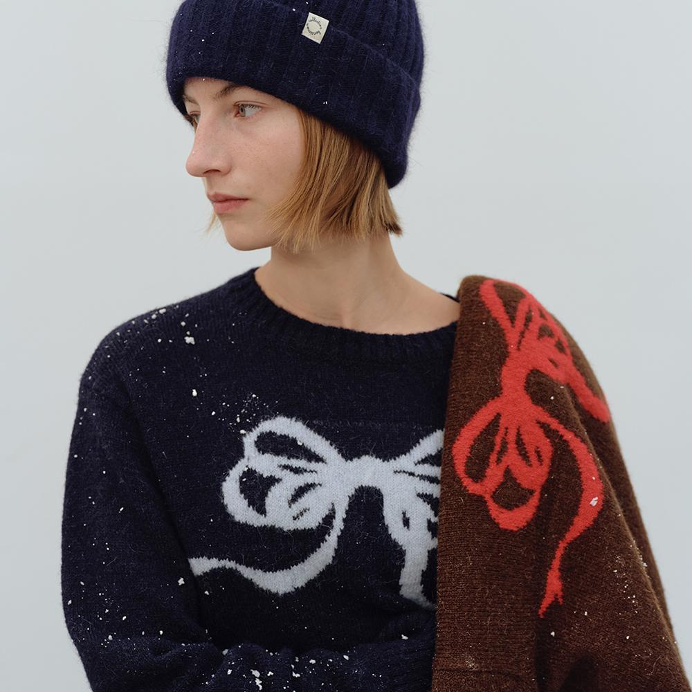 벤시몽 [벤시몽] RIBBON JACQUARD KNIT - DARK NAVY