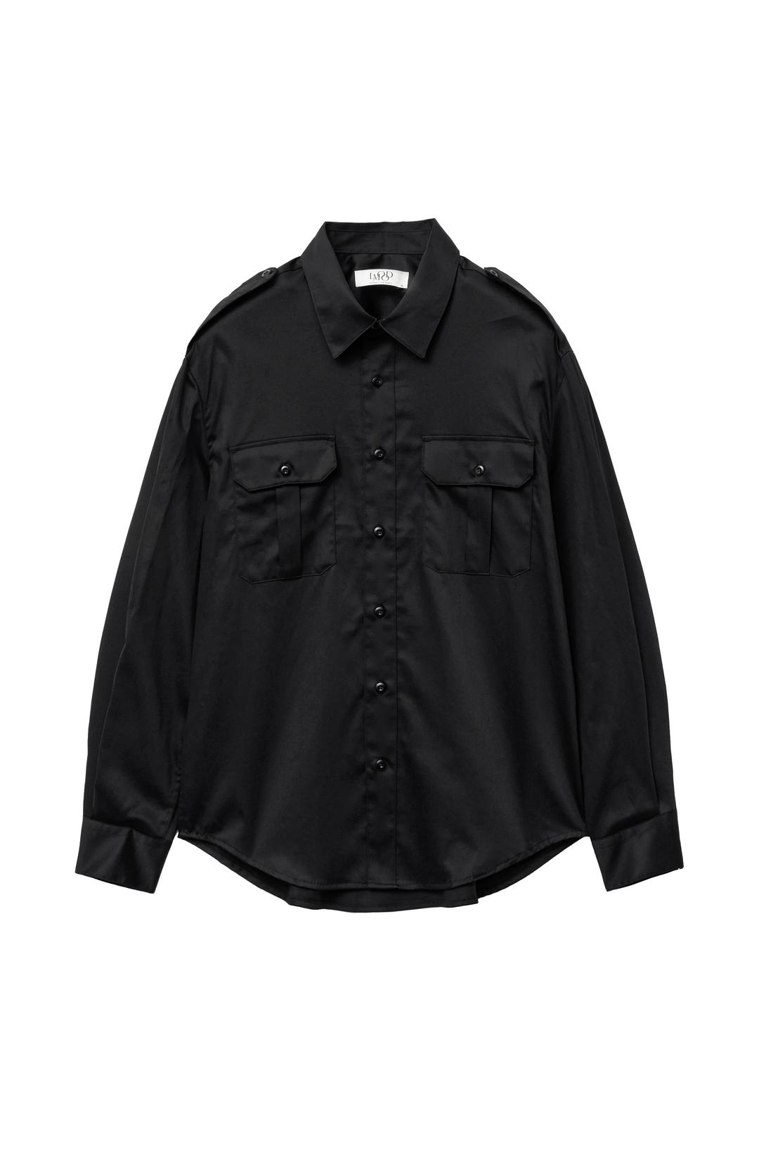 헌팅턴 새틴코튼 밀리터리 셔츠 BLACK