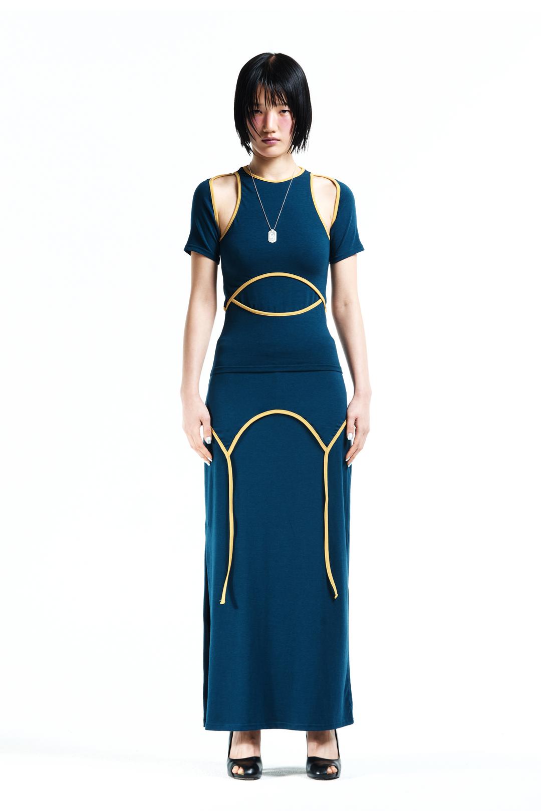 FLIP OVER TAIL SLIT SKIRT (NAVY)