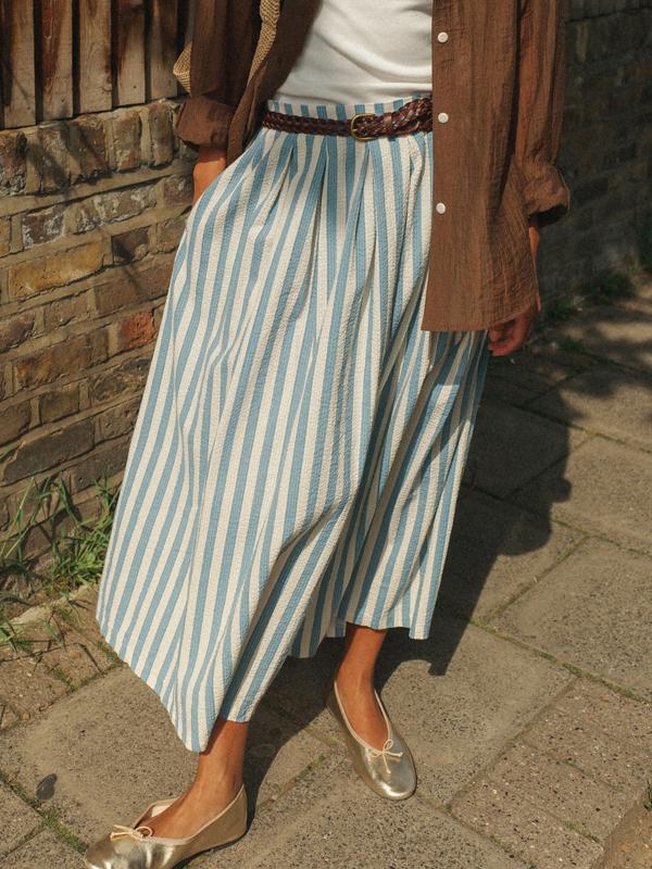 SEERSUCKER PARADE SKIRT, ESMERALDA BLUE