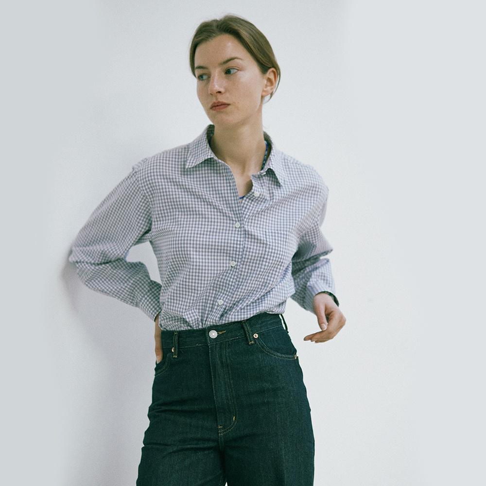 TE2-SH03 깅엄체크 셔츠-퍼플