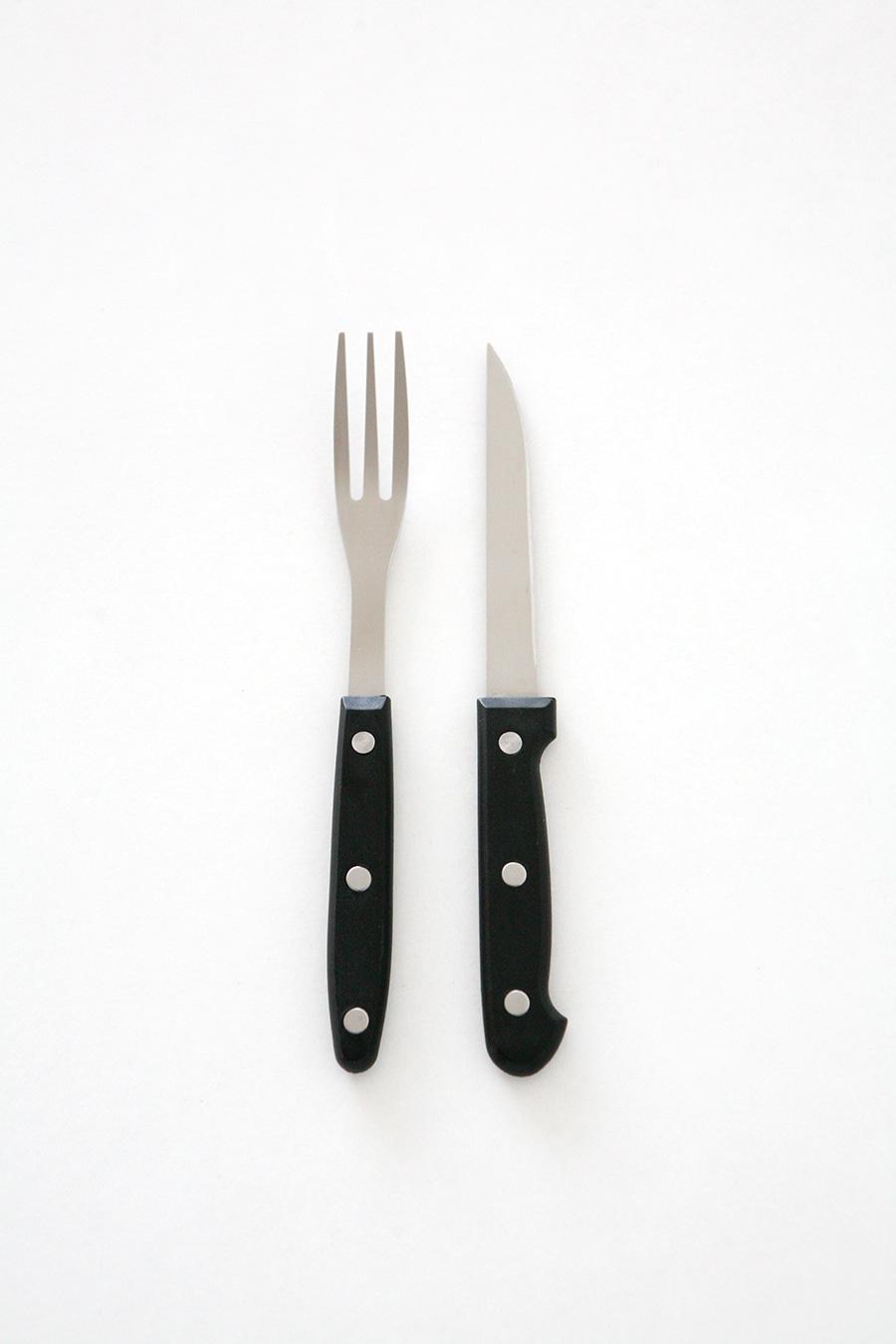 Black Handle Steak Knife + Fork 나이프 포크 세트
