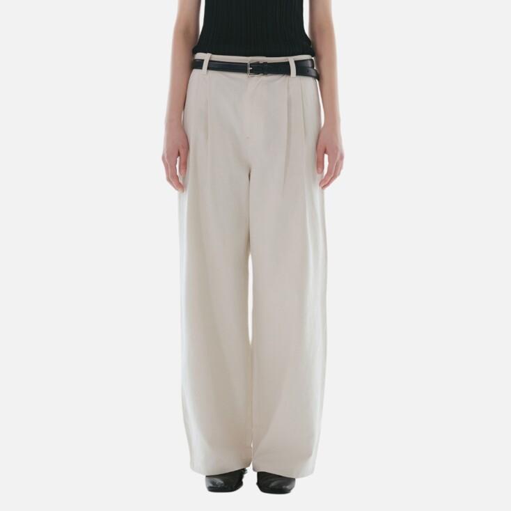 Cotton-Linen Wide Pants (Ivory)